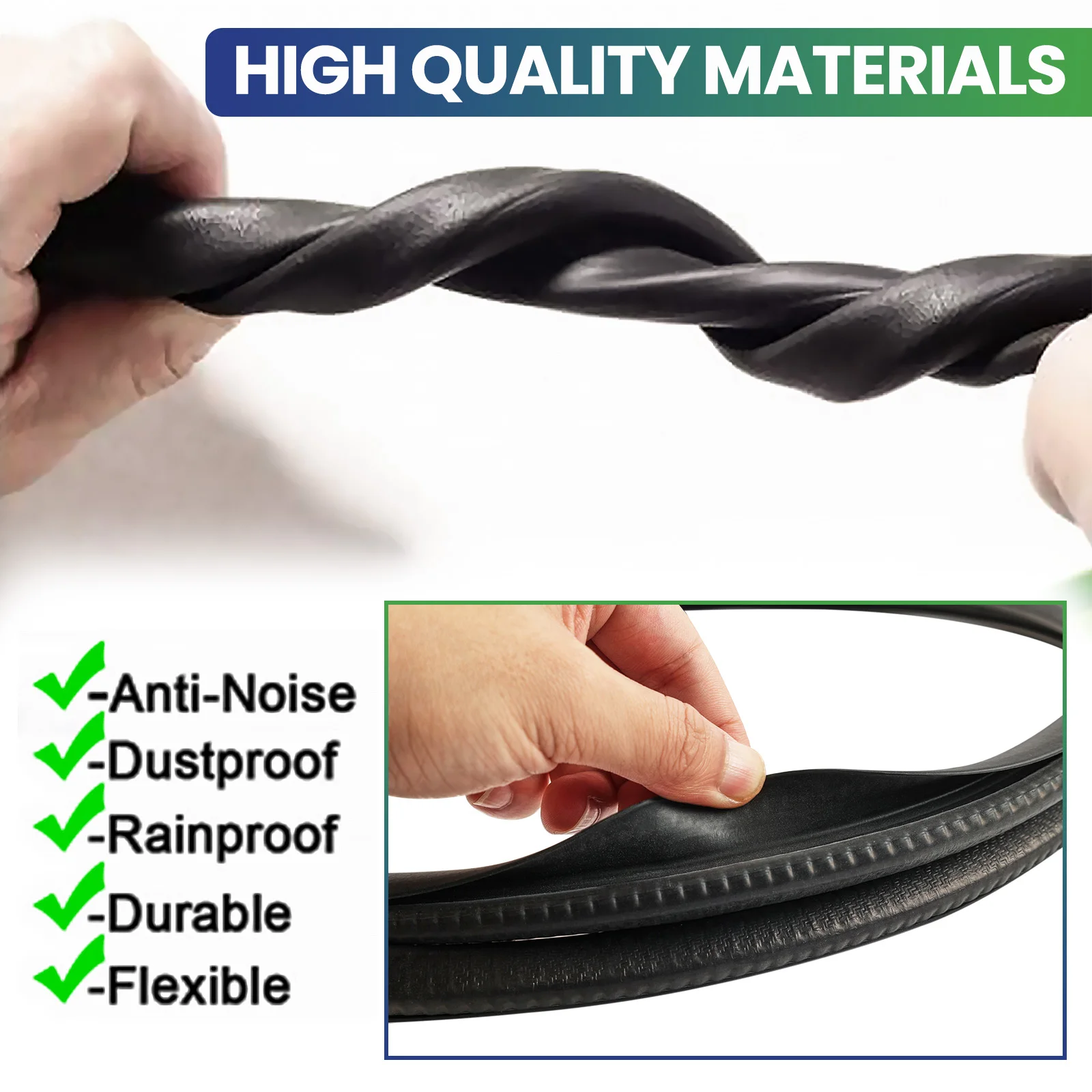 CASHCOW 2Pcs Rubber Seal Strip Car Door Edge Sealing Filler Strips Auto B Pillar Protection Weatherstrip Anti-Noise Car Styling