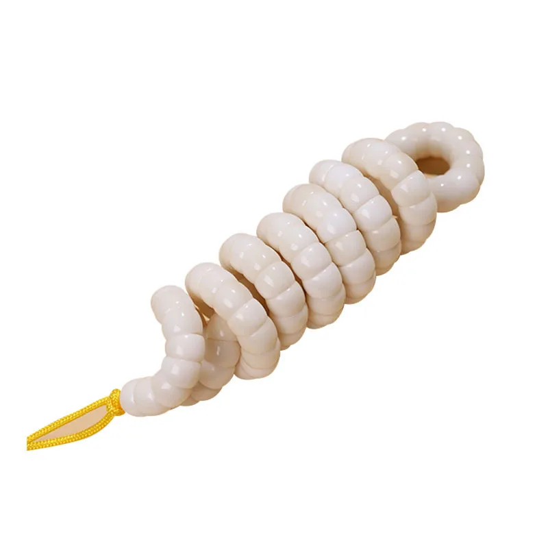 Hainan White Jade Bodhi Bracelet Garlic Petal Intestine Straight Cut Barrel Bead Strip Cultural Play Festival Gift