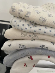 Cartoon Print Cotton Eyelet Pajama Sweatpants Woman Spring Elastic Waist Straight Trousers Sweet Cute Casual Home Long Pant Y2k