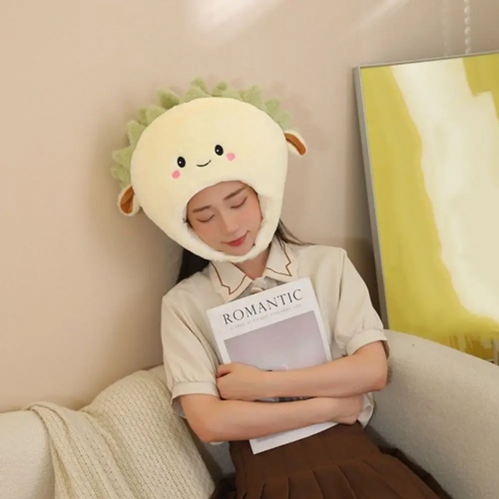 Cute Stuffed Doll Plush Durian Hat Warm Fluffy Plush Hat Toys Ins Soft Durian Plush Cap Kids Birthday Christmas