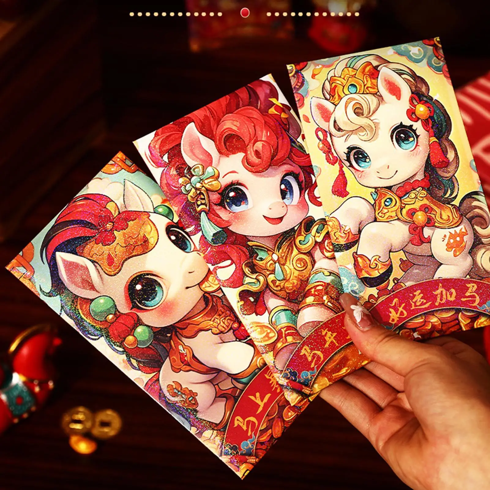 المغلف الأحمر الصيني 6 قطع الحصان النقدية حزمة 2026 ورقة السنة القمرية الجديدة المغلفات الحمراء للبنين بنات الكبار الأصدقاء عيد ميلاد