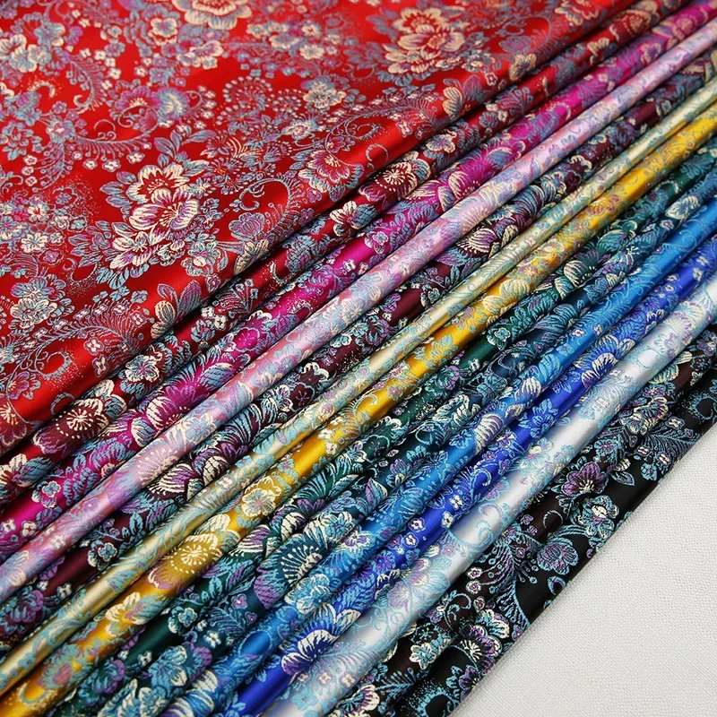 250*75cm Brocade Silk Fabric Flower Cloth Nylon Fabrics for Sewing Material for Dress DIY Needlework