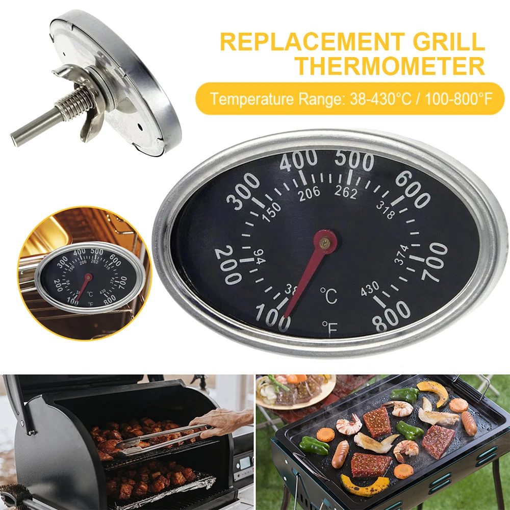 Grill Temperature Gauge Replacement Barbecue BBQ Temp Gauge Gas Grill Oven Cook Thermometer Heat Indicator Metal For Oven/BBQ