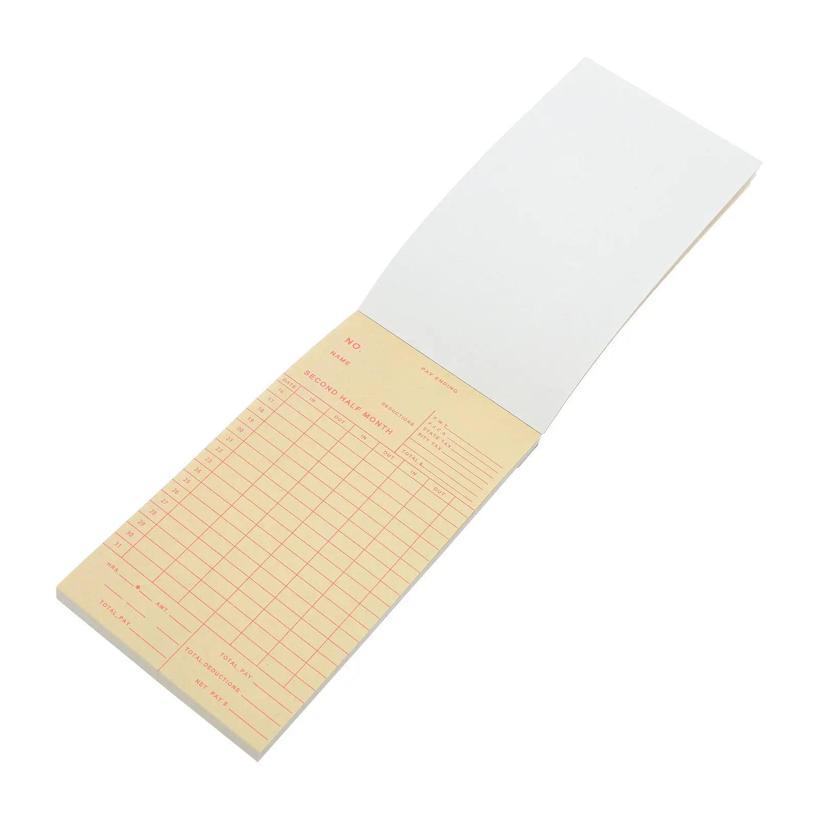 50Sheets Time Cards Employee Payroll Attendance Card 5.12x2.83 Semi Monthly Work Time Punch Clock Business Record