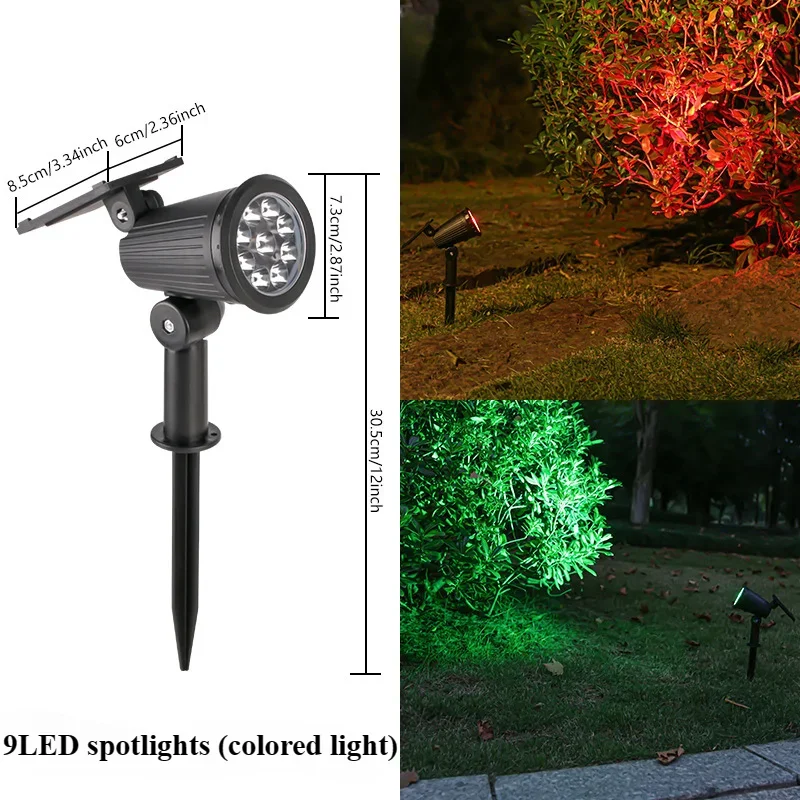 9-LED Solar Spot Light Outdoor waterdichte spots Solar tuinverlichting Landschapsverlichting Decoratie Pathway Gazonlamp - afbeelding 1
