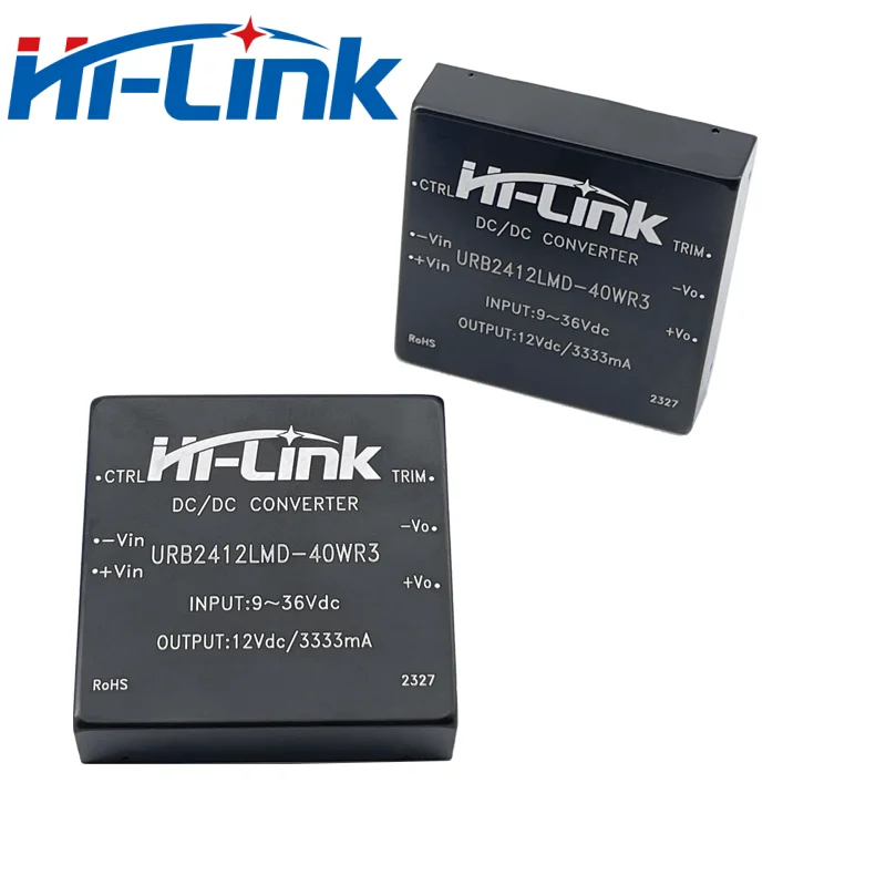 Step Down Power Supply Module, conversor isolado de entrada, Hi-Link, 40W, 12V, 3333mA Output, URB2412LMD-40WR3, DC-DC, 9-36V, frete grátis