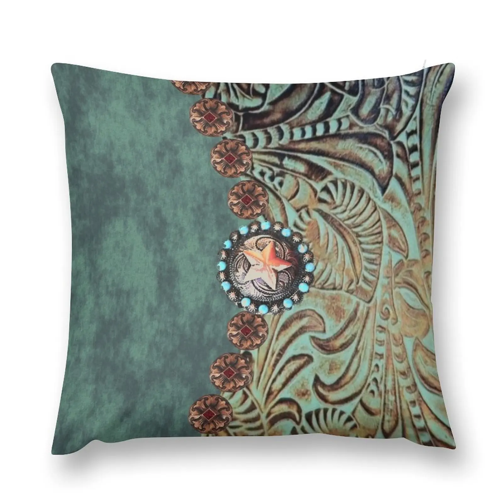 

Rustic cowboy cowgirl western country green teal Throw Pillow Decorative Cushion Cover Decorative Pillow Covers For Sofa pillow