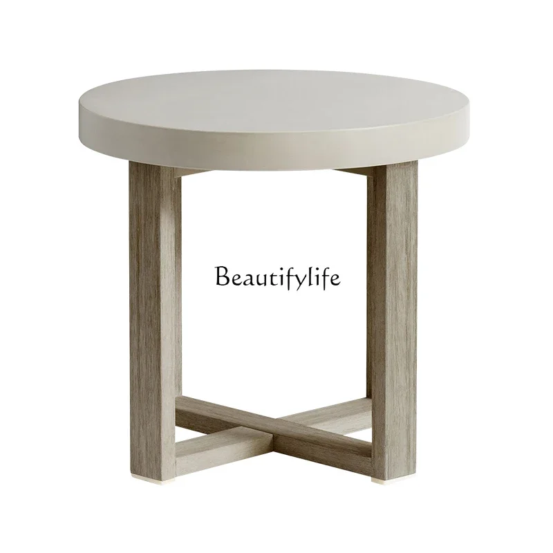 

ld38Wabi Sabi Wind Outdoor Patio Terrace Tables and Chairs Cement Edge Modern Simple Leisure Tea Table