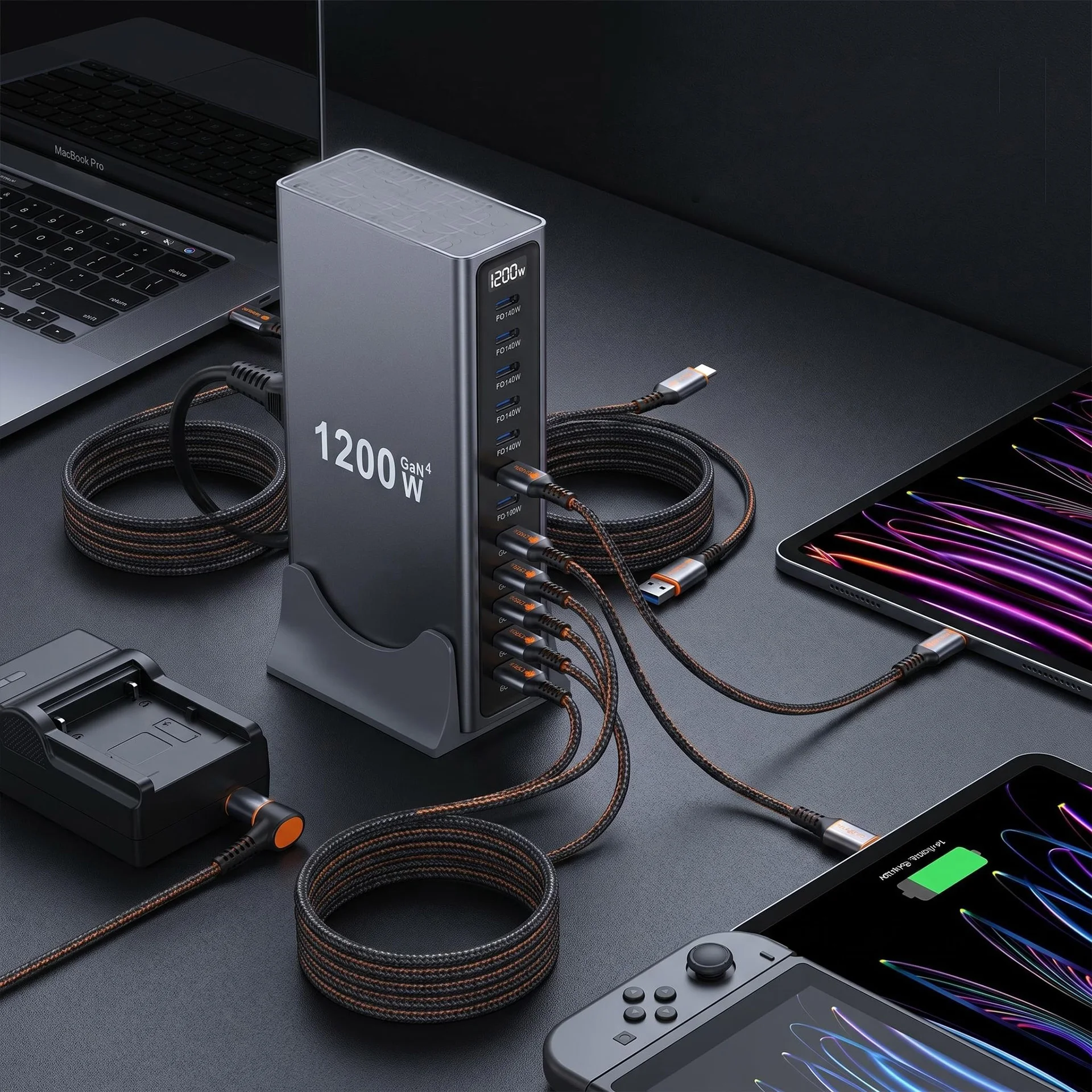 Hot Multi-Ports USB 1200W GaN Charger Hub PD3.1 Desktop Fast Charging Station Adapter For iPhone Samsung Xiaomi MacBook Tablets