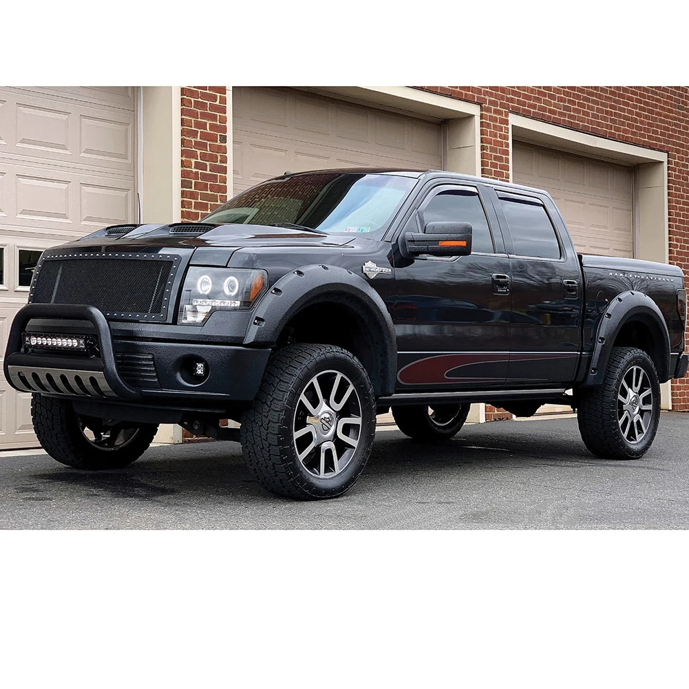 2 Front + 2 Rear Pocket Rivet Bolt On Wheel Fender Flares Car Body Parts For Ford F150 2009 2010 2011 2012 2013 2014