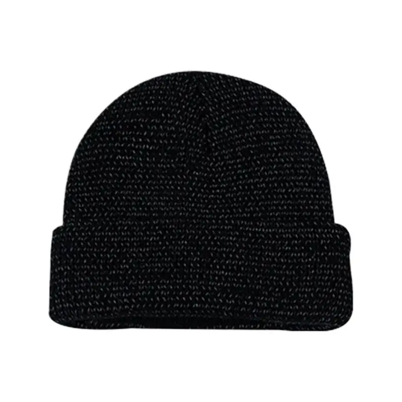 Winter Reflective Beanie Hat Reflective Beanie Cap For Men Women High Visibility Winter Soft Warm Knit Cuffed Hats For Running