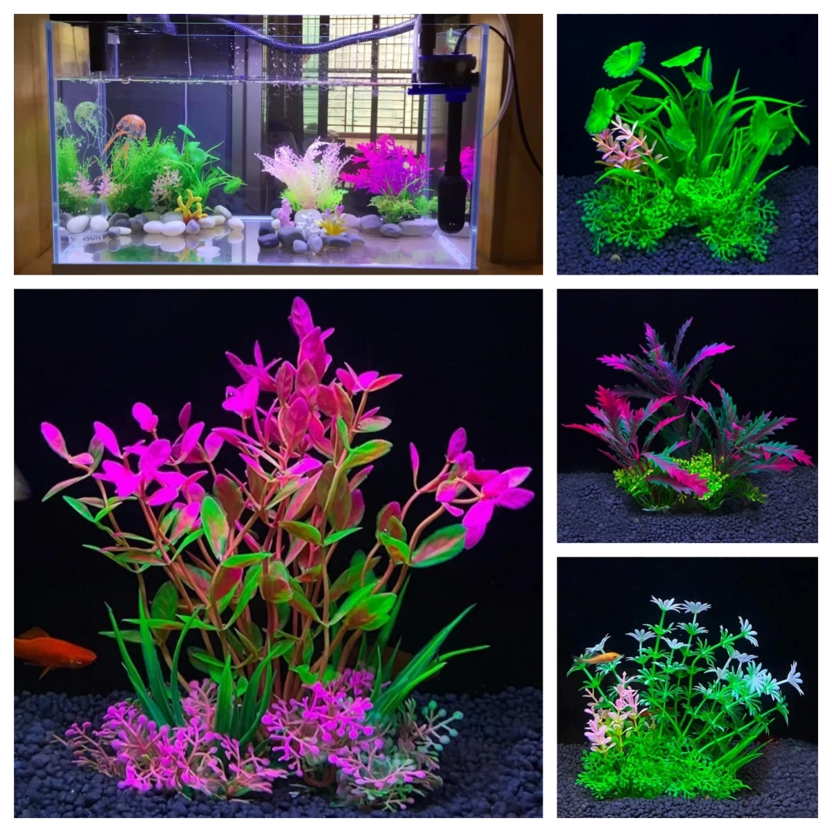 Fish Tank Ornament Plant Aquarium Artificial Water Grass Fish Bowl Plastic Decor Plants Micro Landscape Decorative Ornaments 1Pc