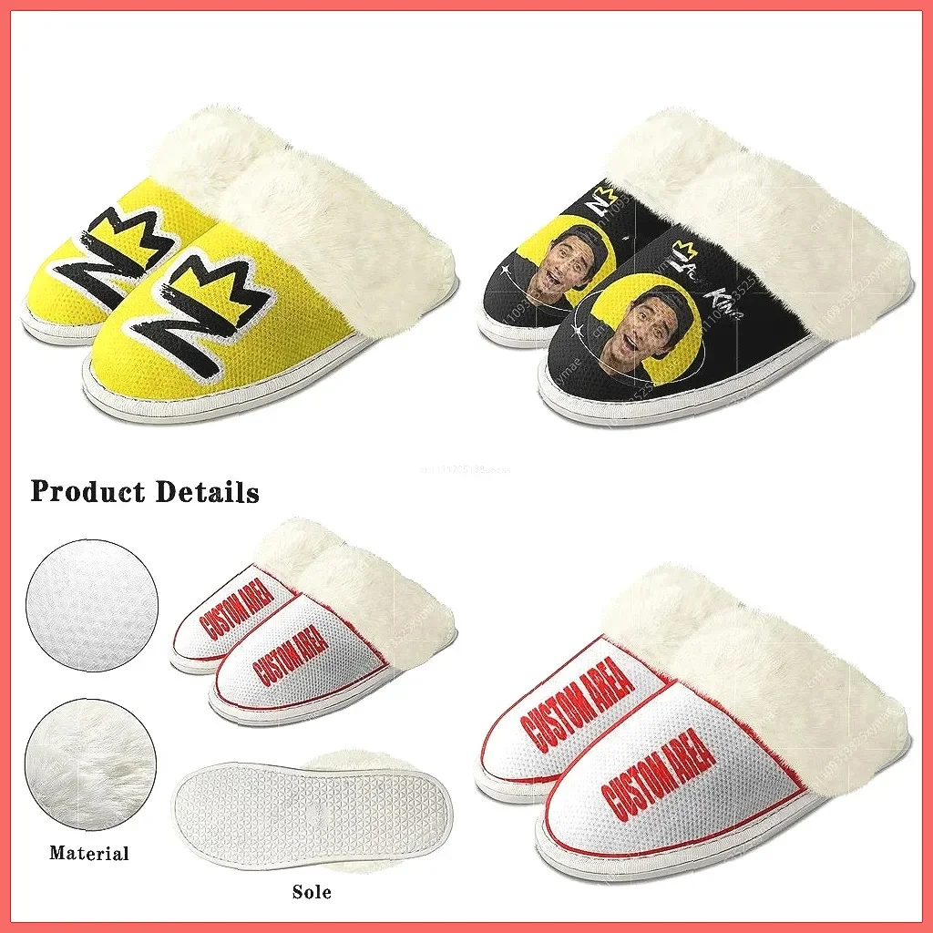 

Customized Zach King Plush Slippers for Adults, Winter Thermal Indoor Home Soft Cotton Lightweight