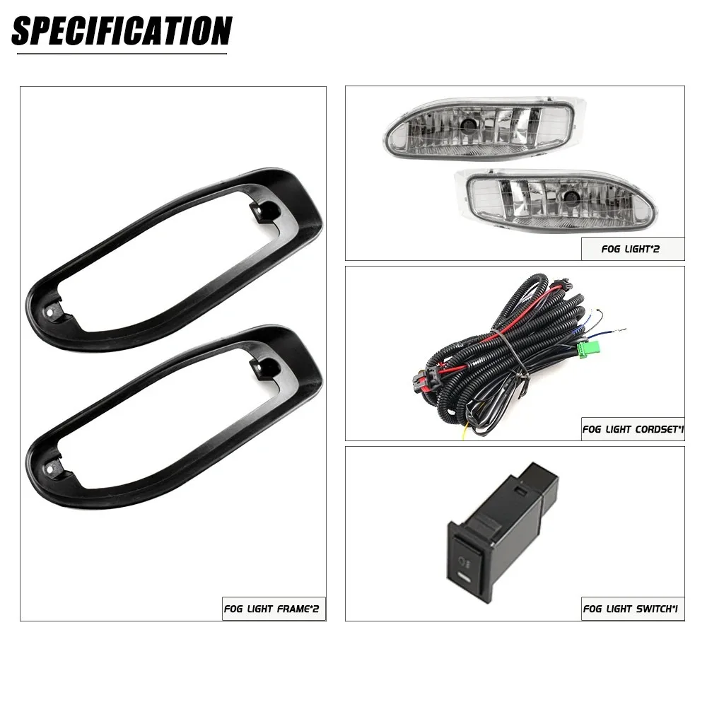 DLAA Front Bumper Fog Lamp Upgrade Kit FOR Toyota Hilux TIGER 2WD 2003 2004 Version Additional Foglight Set Switch + Wiring