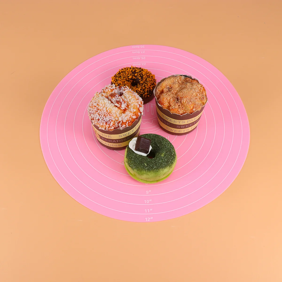 1 قطعة 12 بوصة لوح من السيليكون السلس متجمد عدم الانزلاق الخبز حصيرة لتزيين الكعكة الزفاف قاعدة عرض كعكة مستديرة القرص الدوار #2