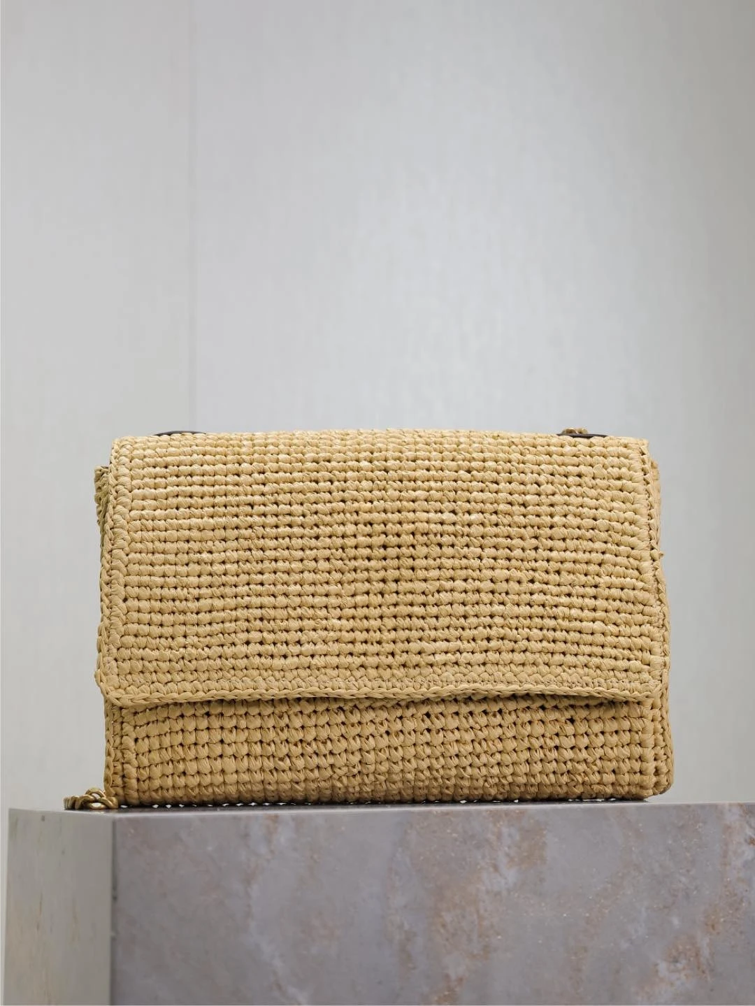 

Плетеная сумка-цепочка из травы лаффи цвета абрикоса 2026, пляжная сумка через плечо, повседневная и универсальная женская сумка