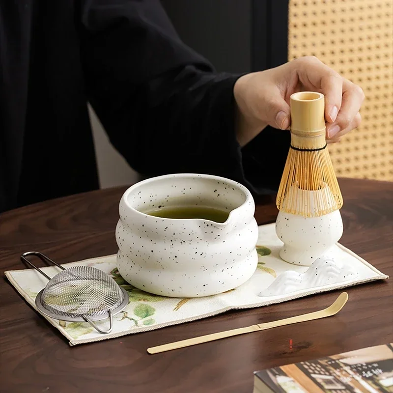 7pcs Matcha Tea Set Japanese Bamboo Whisk Teaspoon Tea Sets Indoor Beverage Shop Tea-making Tools Accessories Tea Ceremony Bowl