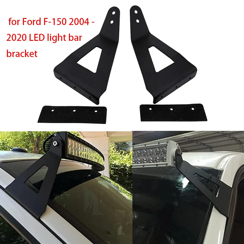 

For Ford F-150 52" Curved LED Bar Light Holder Bracket Upper Windshield Mounting Kit for 2004-2020 Models