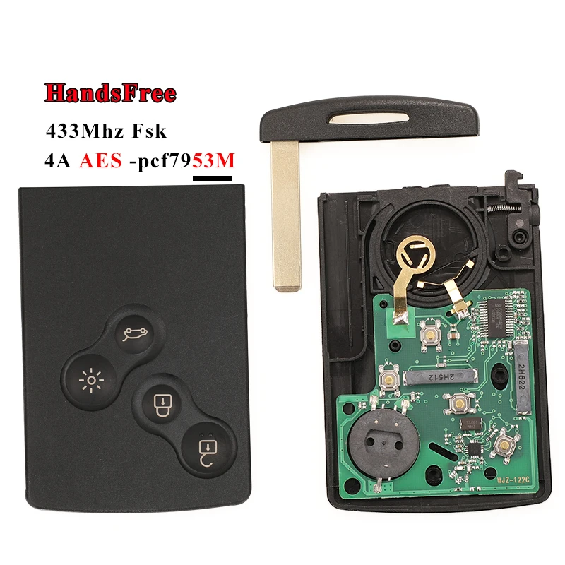 Jingyuqin Keyless Remote Key Card Für Renault Megane Fluence Laguna Scenic Clio Captur Koleos 433MHz ID46-PCF7952/4A-7953