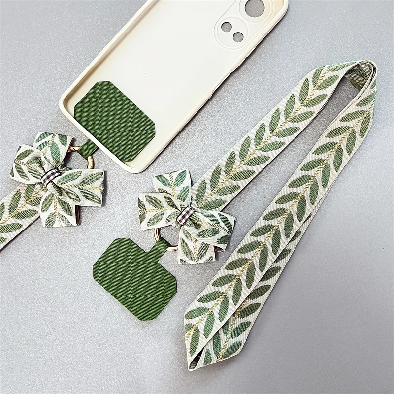 bow Mobile Phone Lanyard Crossbody Card Neck Cord Clip Hang Lanyard Hanging Ornaments Charm Anti-lost Lanyard Hand and foot