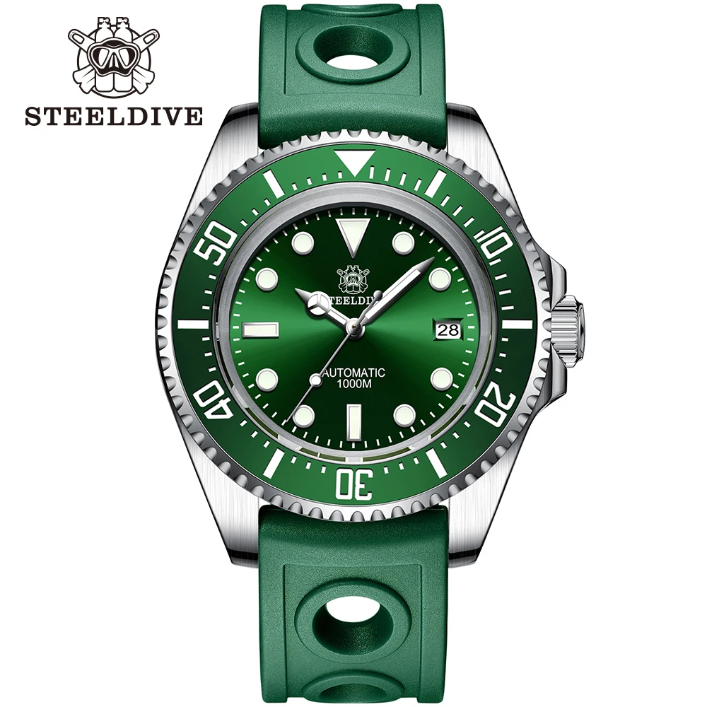 SD1964 Steeldive Brand 2023 Rot-Schwarz 45,4 mm Herren-Saphirglas, leuchtende 1000 m wasserdichte NH35-Taucheruhr mit Keramiklünette 7