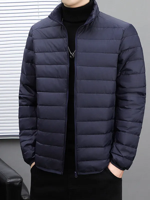 

Мужская легкая пуховая куртка с воротником-стойкой, теплая, осенне-зимняя, повседневная, универсальная молодежная верхняя одежда