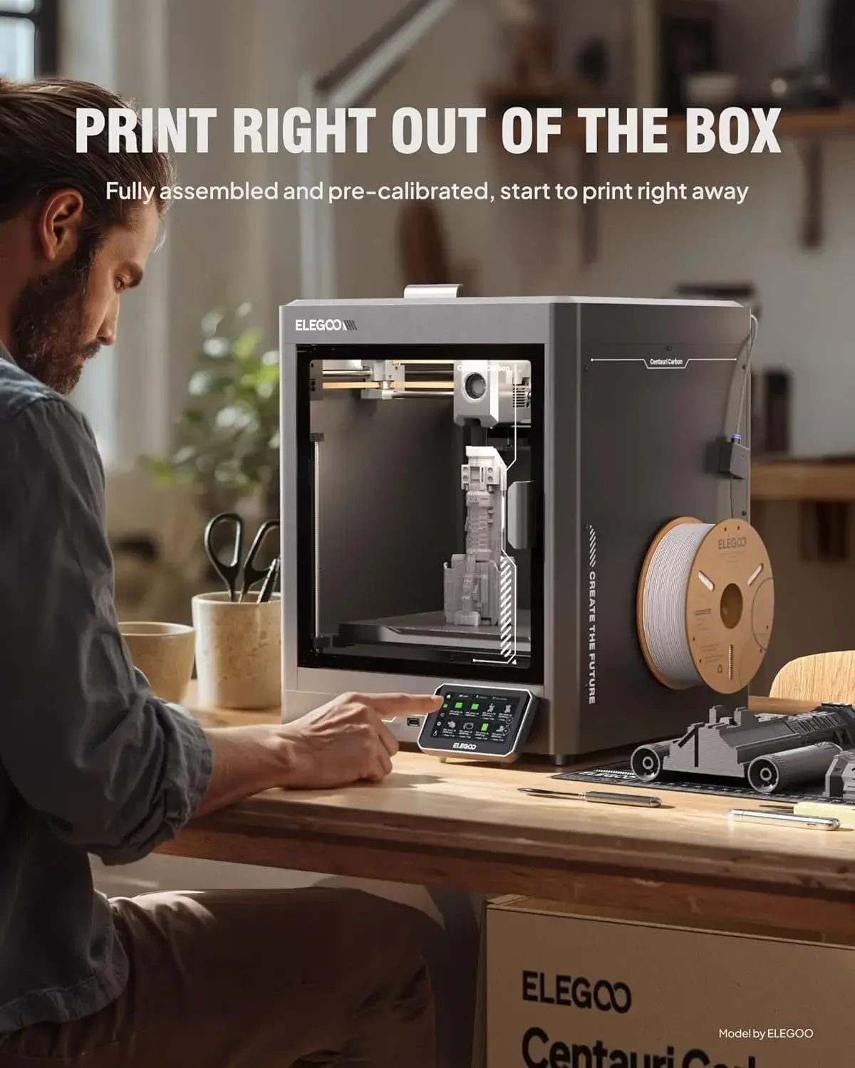 Centauri Carbon 3D Printer, CoreXY 500mm/s High Speed Printing with Auto Calibration, 320°C Nozzle and Built-in Camera, Ready to