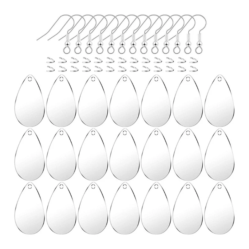 Earrings Making Included 48Pcs Acrylic Transparent Teardrop Pendants with Earring Hooks Open Jump Rings for Drop shipping