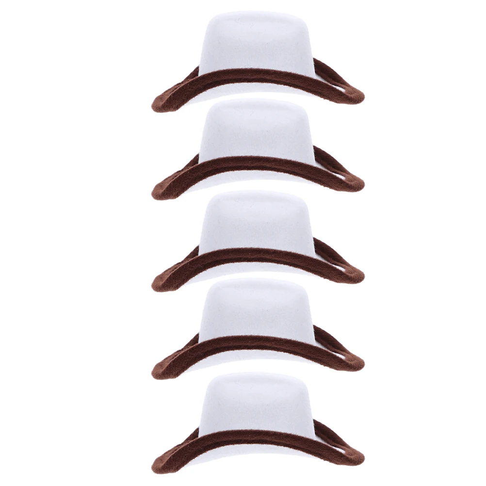 

5Pcs Wine Bottle Cowboy Hats Mini Non-Woven Fabric Soft Reusable Bottle Caps Party Decoration Mini Cowboy Hats for Party
