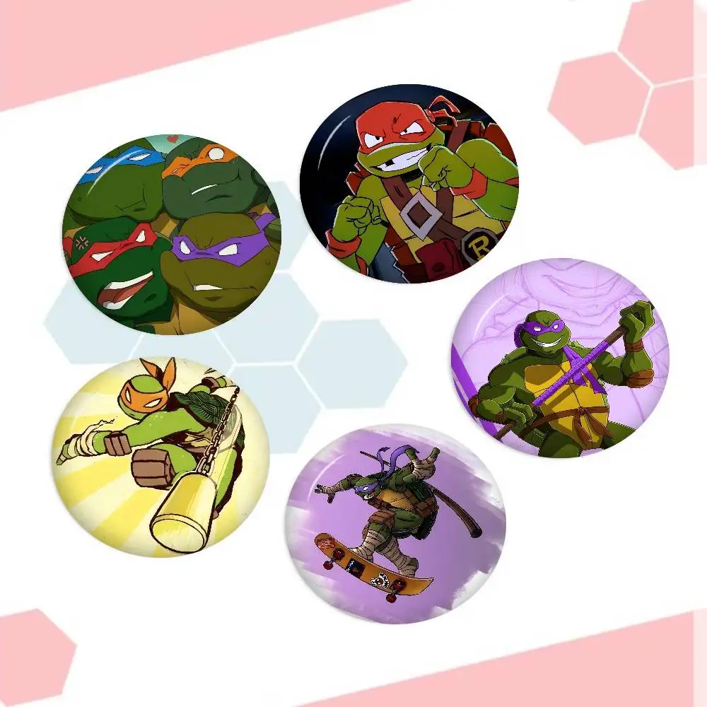 Anime N-Ninja Turtles Cute Cartoon Brooches Anime Badge Round Handmade Brooch Lapel Pins Jewelry For Backpack Clothes Gifts