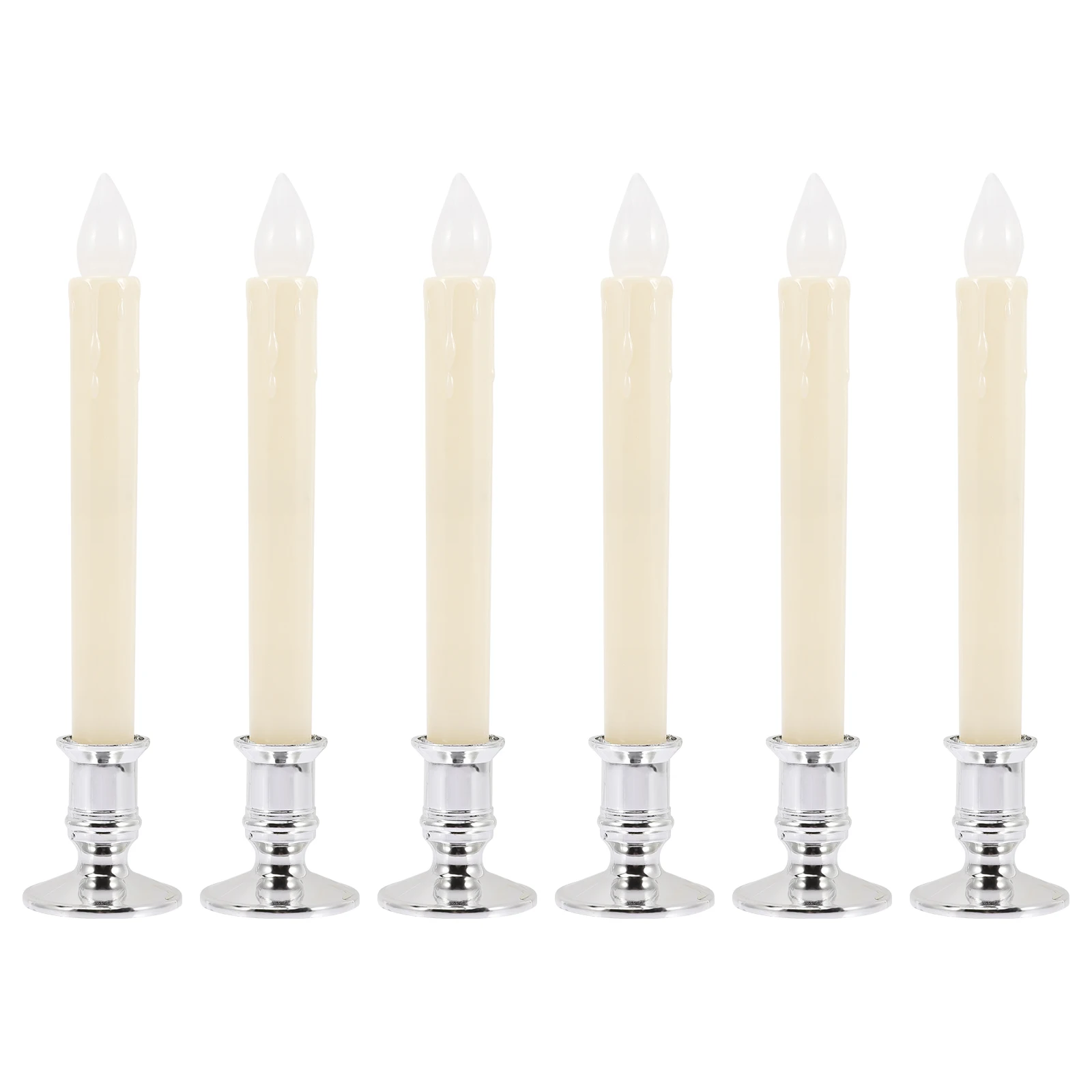 

6 Pcs LED Electronic Candles Long Stick Flameless Operated Dripless Decorative Temple Birthday Wedding Festivals