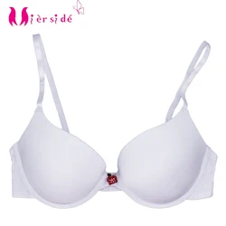 Mierside 01102710 Push Up Bra Thick Padding White 3/4cup Bra Women Beautiful Flower Decoration Underwear Sexy Size 30-38 A/B/C