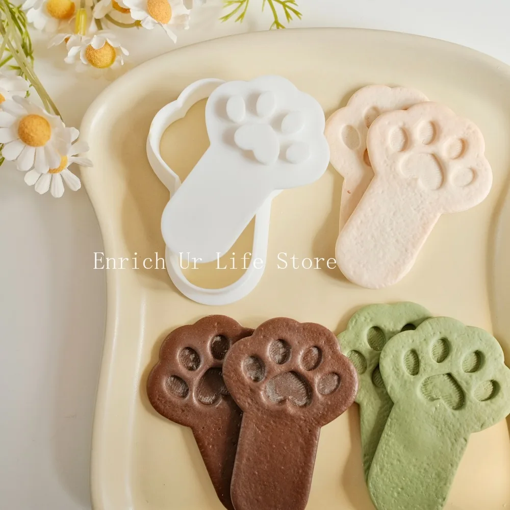 Cat Paw Cake Biscuit Mold Cartoon Kitten Cat Paw Cookie Cutter Mould Pressing Fondant Pastry Baking Tools Kitchen Accessories