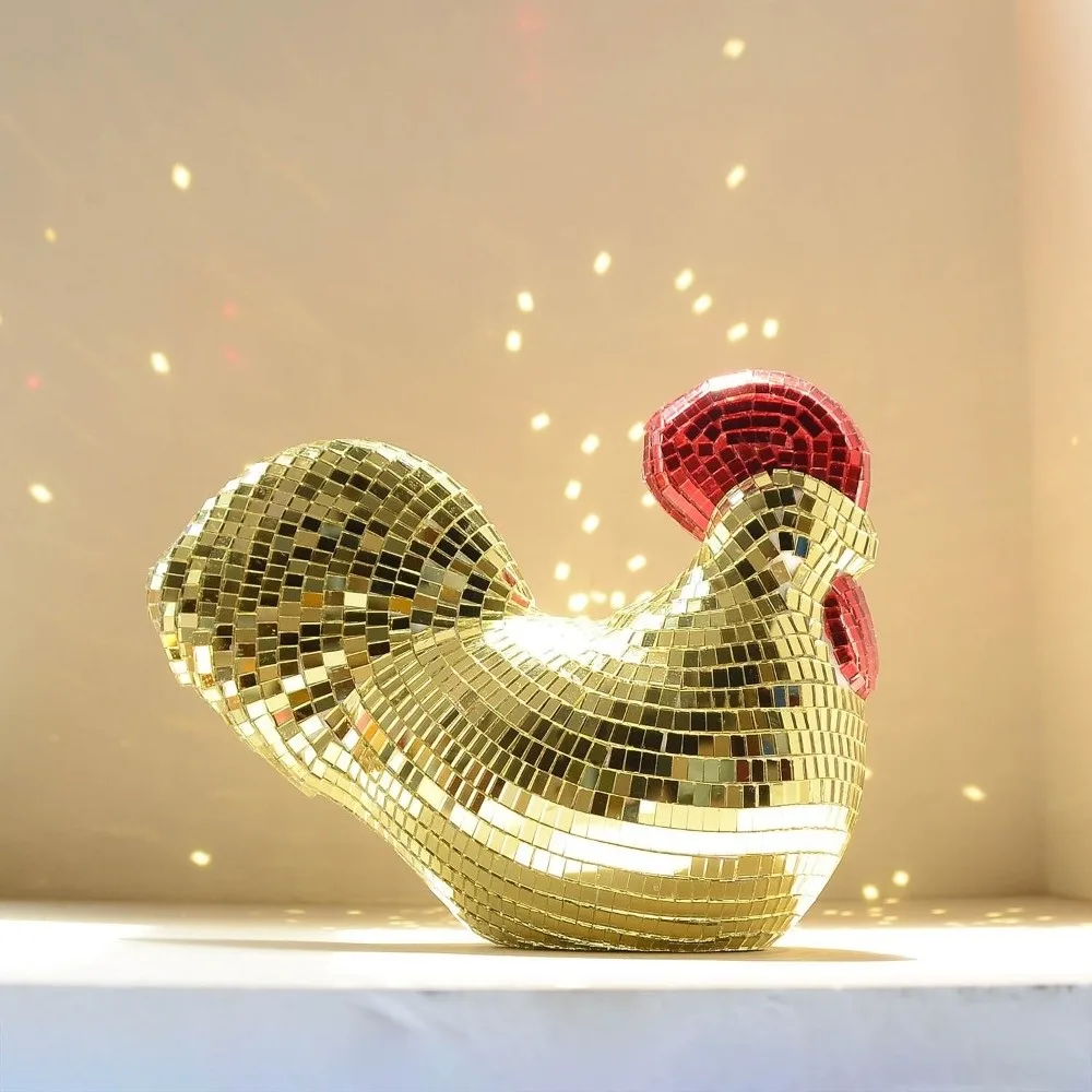 High Quality Creative Mirror Disco Balls Chicken Shape Exquisite Statue Chicken Sculptures Models Gift