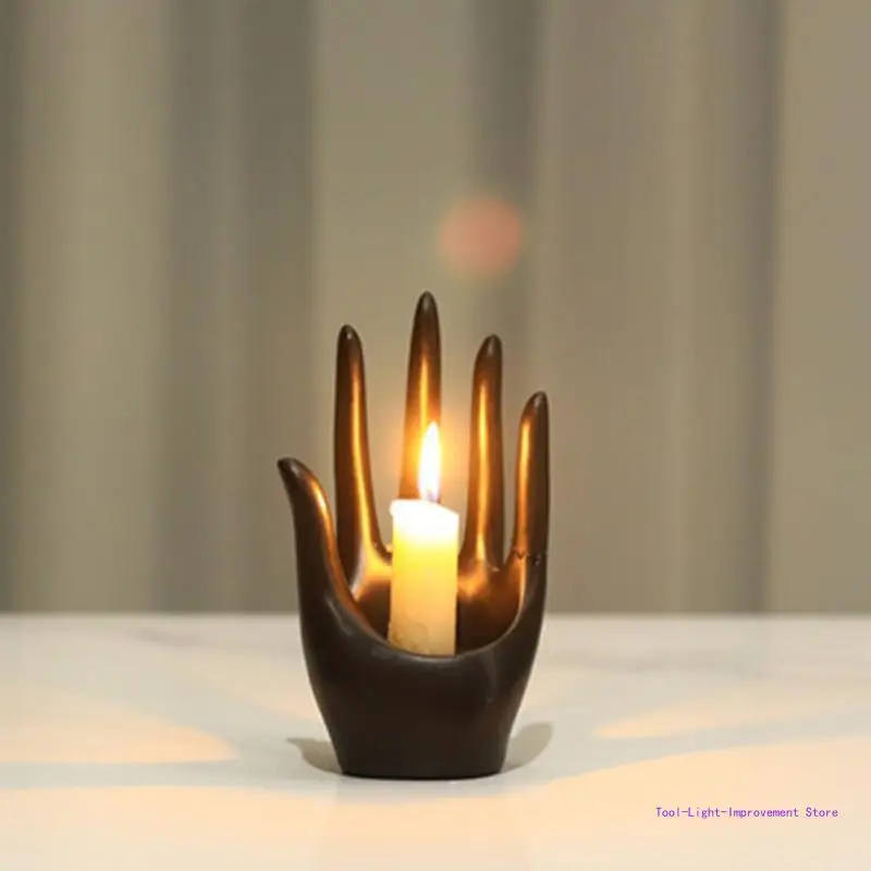 C63E Hand for Palm Holder Candlestick Rack Incense for Burner Jewelry Watch Rings Display Rack for Home Office Living