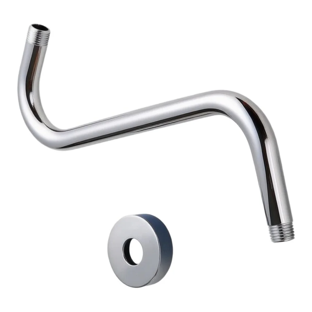 for S Shaped Shower Arm for Wall Mounted Applications 10 Inch Length with Flange and 1/2 Inch for male Pipe Thread Compatibility