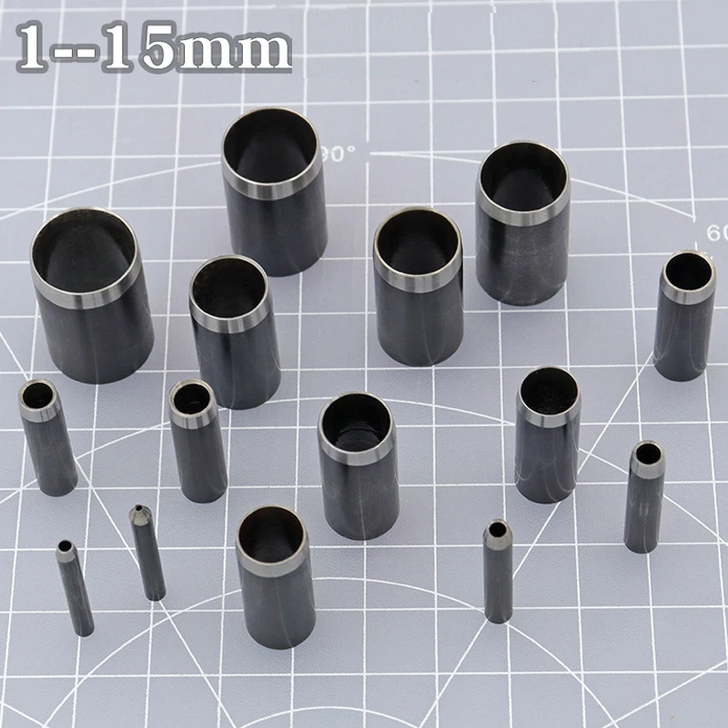 15pcs/set 1-15mm Round Hole Punch Head Hollow Puncher Kits Leather Belt Punching Tool DIY Leather Craft Tools Accessories