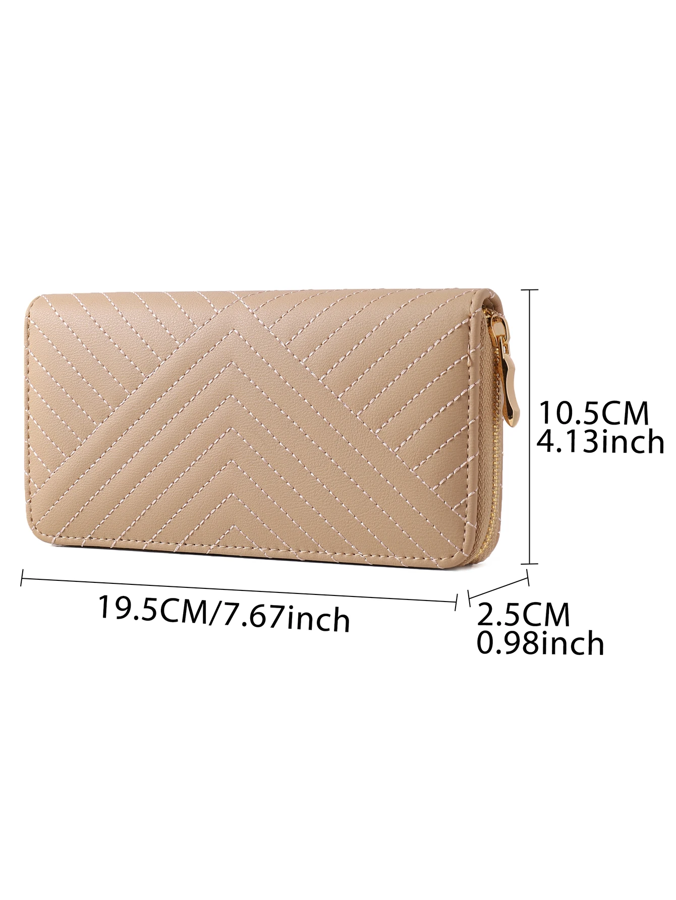 New fashion solid color PU wallet girls zipper print clutch bag temperament simple sewing line coin purse