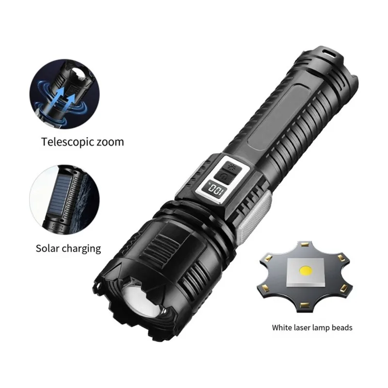 ABJN-Ultra-Bright Solar-Powered LED Flashlight-COB Work Light Long-Lasting, Multi-Functional For Outdoor Activities