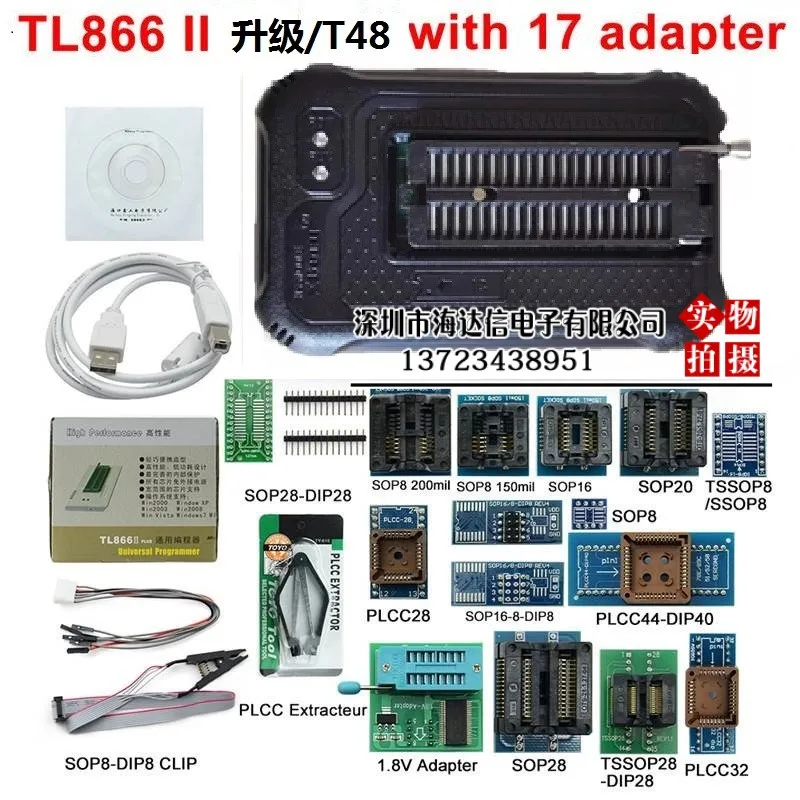 New TL866II Plus Upgraded T48 USB neutral Programmer Integrated Circuit IC Test NOR NAND EMMC BGA Burner Device Adapter Test se