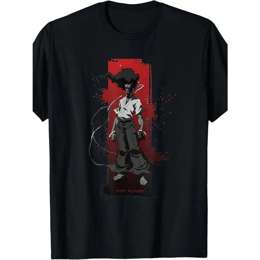 【Nuevo estilo】Camiseta con estampado gráfico Afro Samurai de estilo vintage para hombre - Camiseta de manga corta con cuello redondo 100% algodón con estampado digital - Per