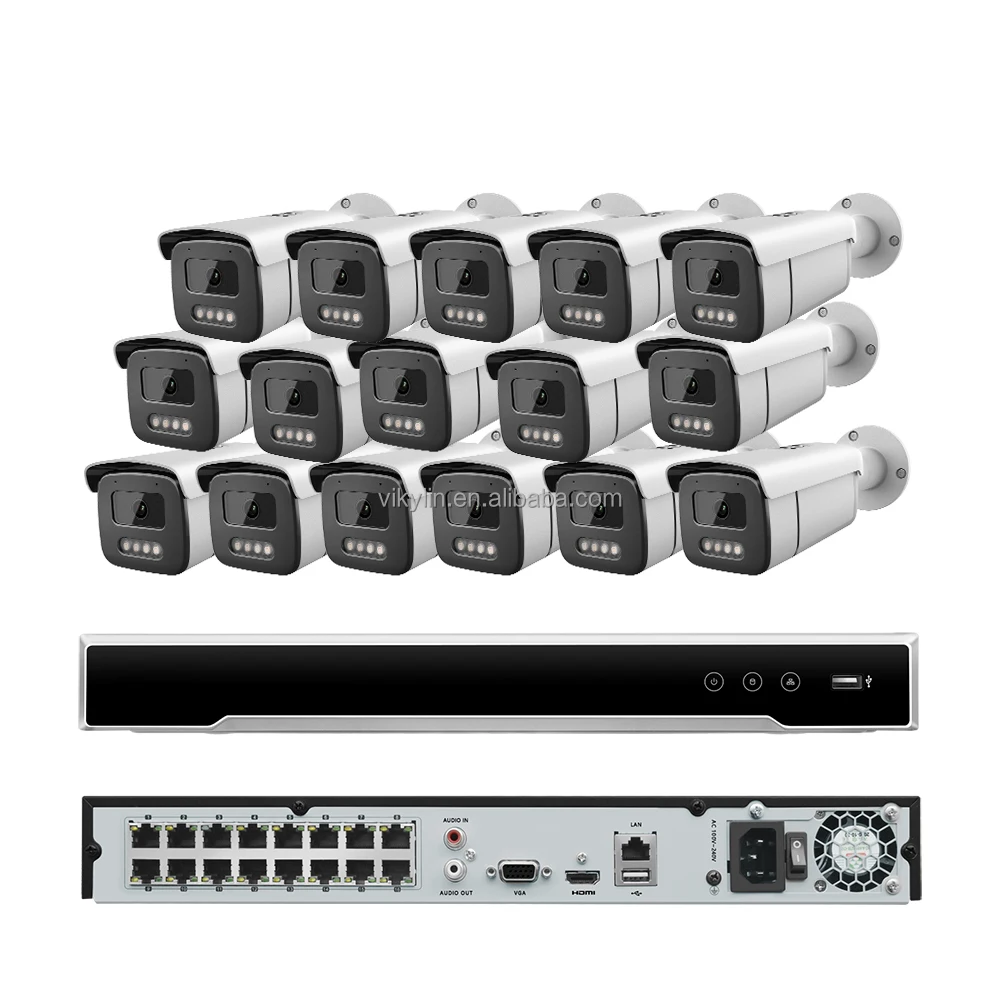 5mp 4k 8mp 4ch  8ch 16 Channel HD AI Ip Poe Nvr Home Outdoor Security Camera Surveillance Cctv System Kit