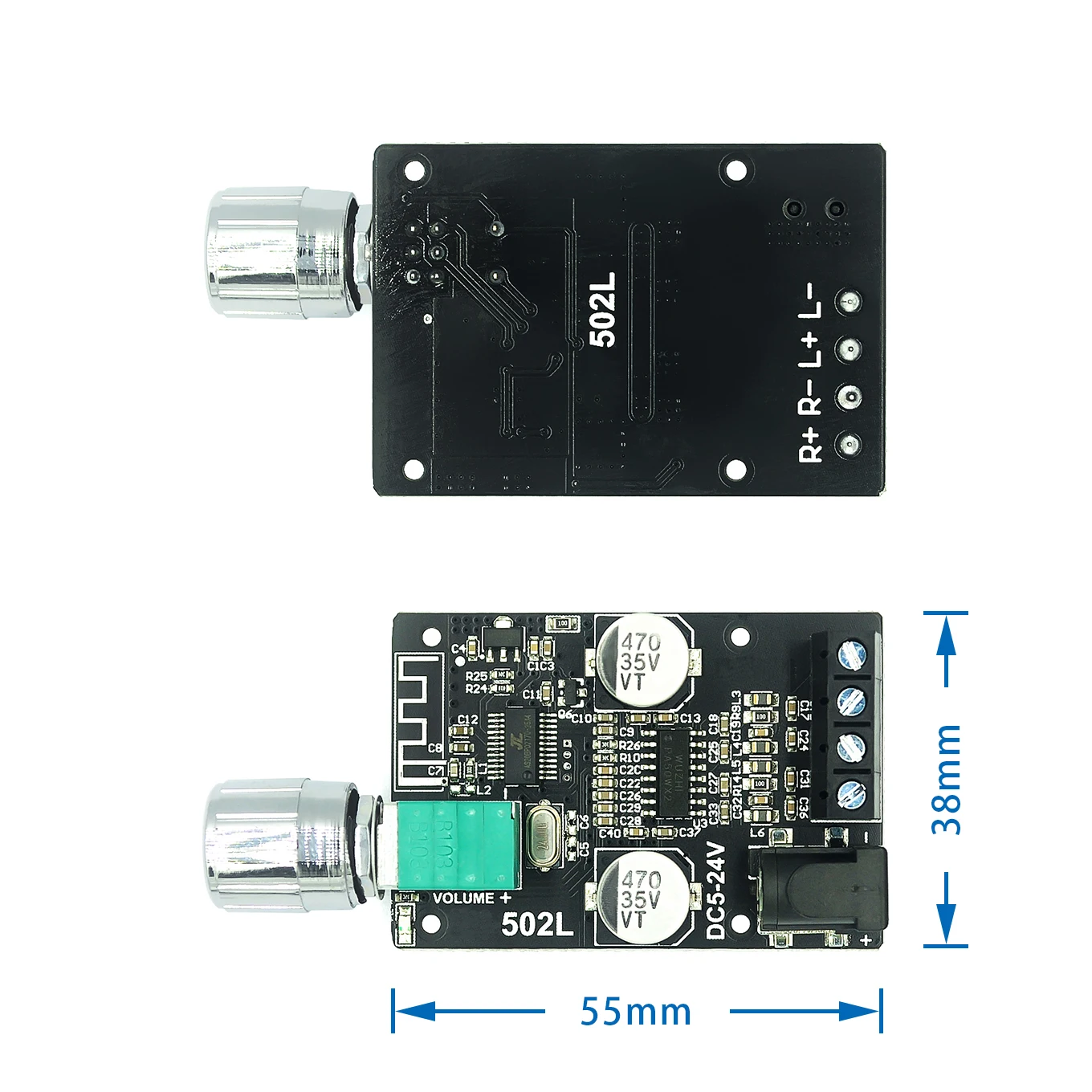 ZK-502L MINI Bluetooth 5.0 DC 5-24V Wireless Audio Digital Power amplifier Stereo board 50Wx2 Amp Amplificador