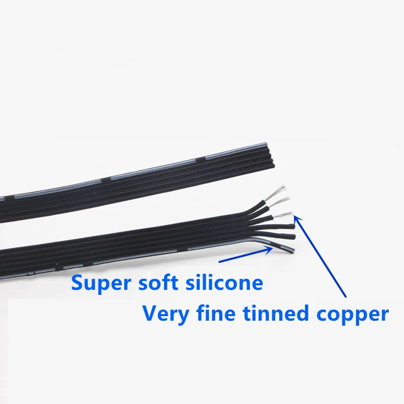 50m  silicone flexible cable 2 3 4 5 6 8 10 14C temperature -60 ℃ -200 ℃ 30/26/22/18 AWG tinned copper parallel wire