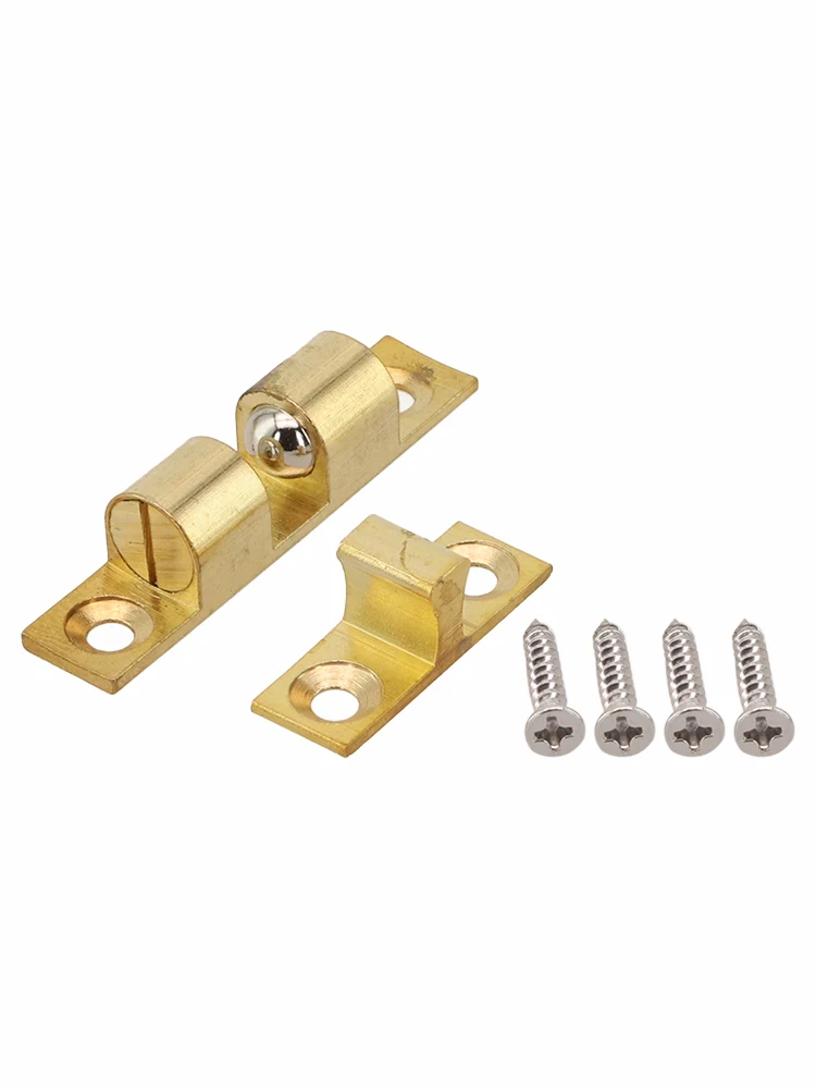 1PC 40-70mm Brass Cabinet Door Catches Adjustable Copper Double Spring Steel Ball Catch Furniture Door Latch Door Stoppers