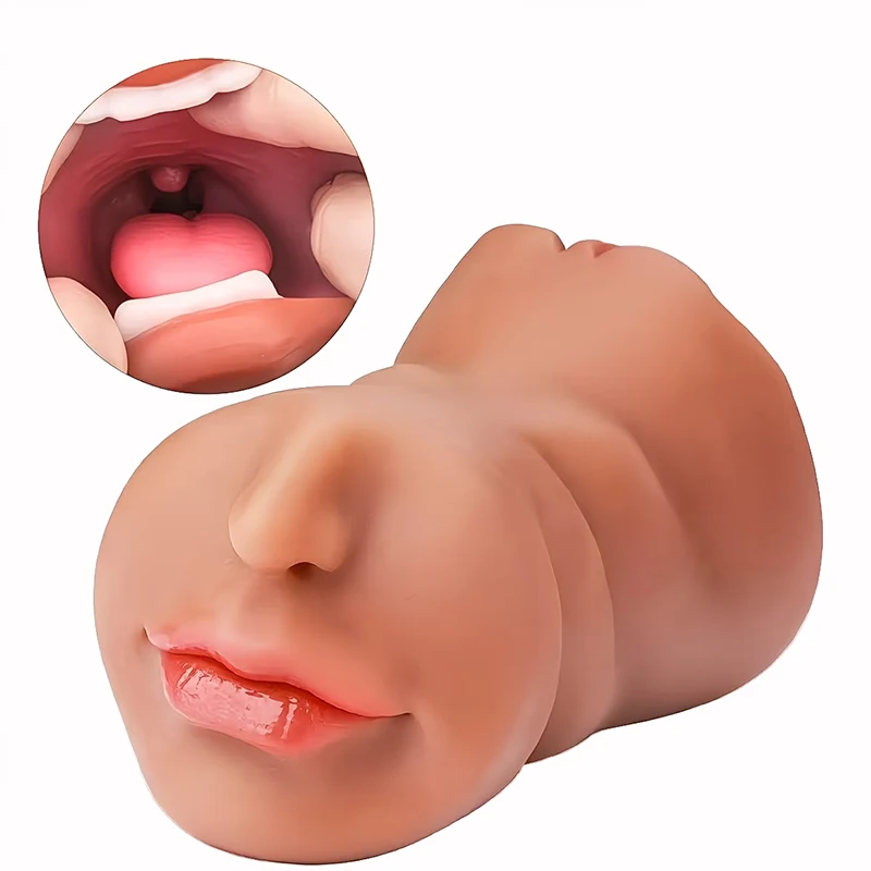 1 TPE male penis trainer, comfortable honey path design, realistic textured mouth and tight vaginal sex doll, male deep throat a view 5