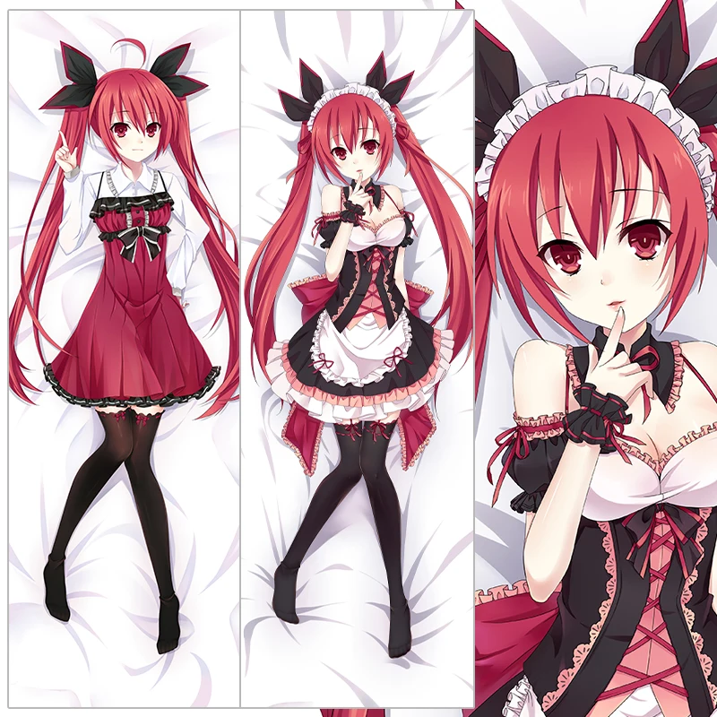 Funda de peluche Dakimakura Sexy Tokisaki Kurumi Kotori Itsuka con cita de Anime en vivo, almohada Otaku japonesa BMZP