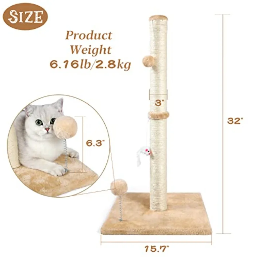 

32cm Tall Cat Scratching Post, Wear-resistant Sisal, All-in-one Design, Prevent Cats From Scratching Furniture