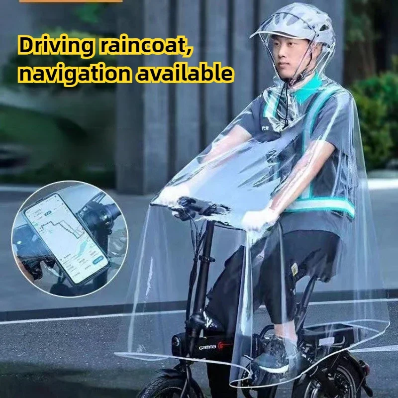 Specialized Folding Raincoat Electric Riding Fully Transparent Raincoat Thickened and Enlarged Full Body Integrated Raincoat
