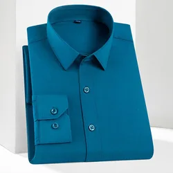 Camisa de manga larga antiarrugas para hombre, ropa profesional de color sólido, informal de negocios, social, planchado gratis, abrigo delgado para caballero